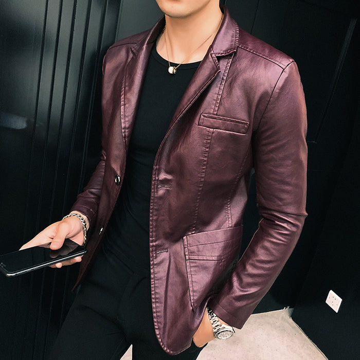 Fashion Casual Men's Suit Leather Jacket